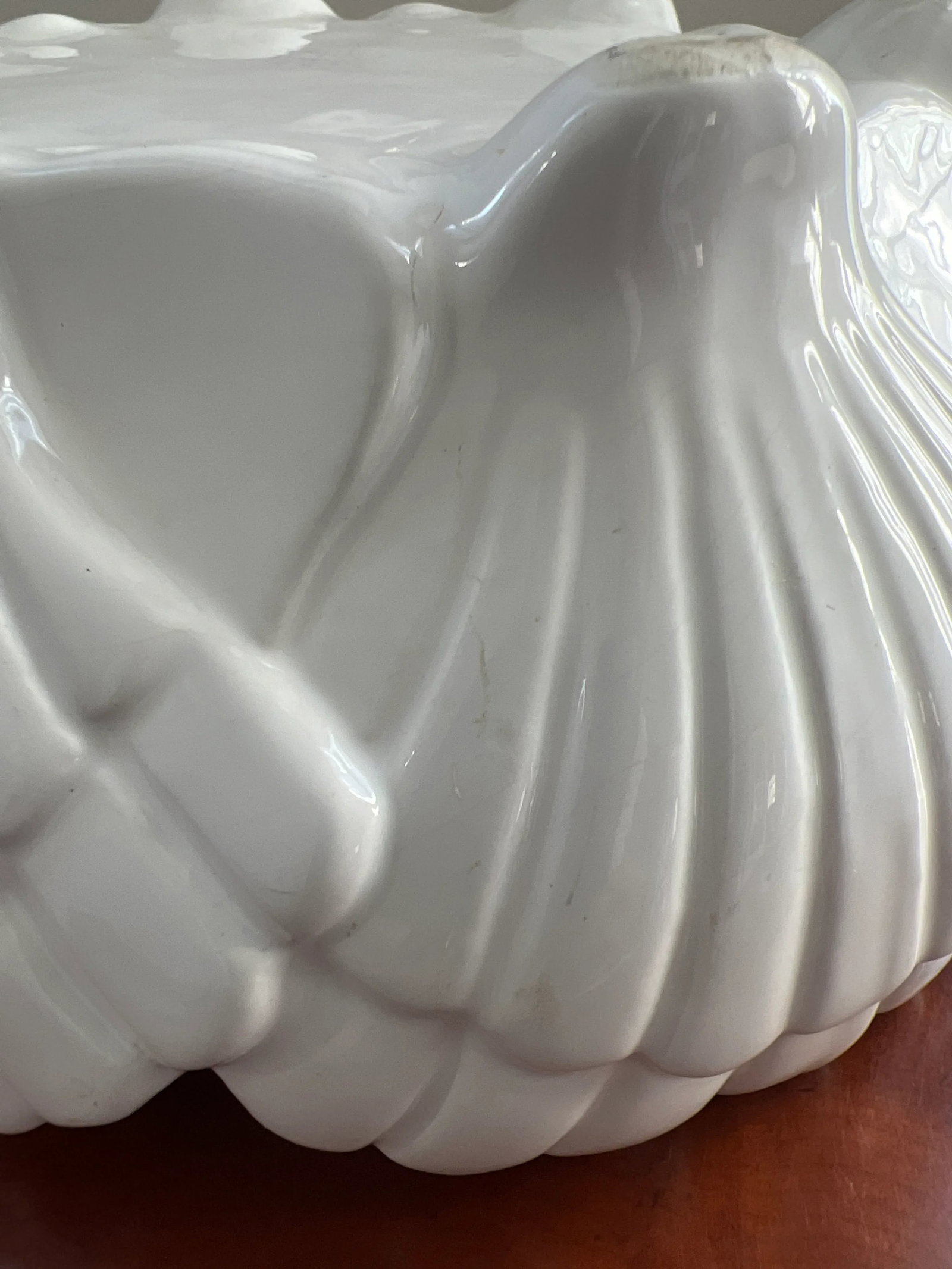 Vintage White Ceramic Scallop Shell Serving Bowl - 9