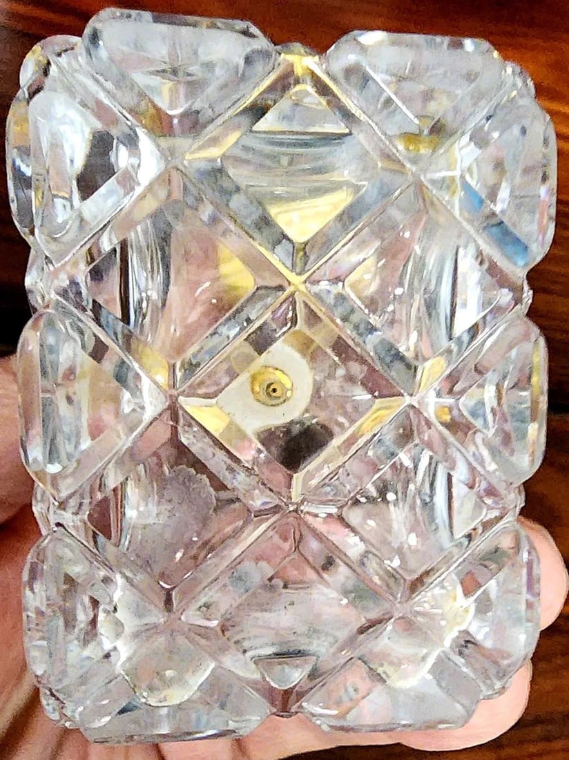 Marcel Franck Vintage Fine Deep Cut Crystal Perfume Bottle W/Brass Atomizer - 4