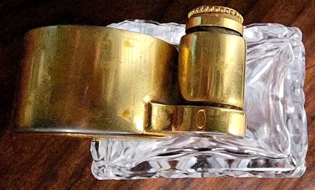 Marcel Franck Vintage Fine Deep Cut Crystal Perfume Bottle W/Brass Atomizer - 5