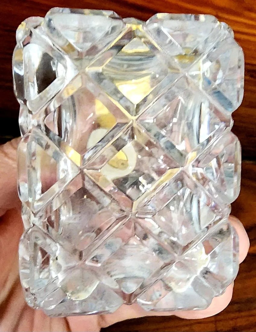 Marcel Franck Vintage Fine Deep Cut Crystal Perfume Bottle W/Brass Atomizer - 8