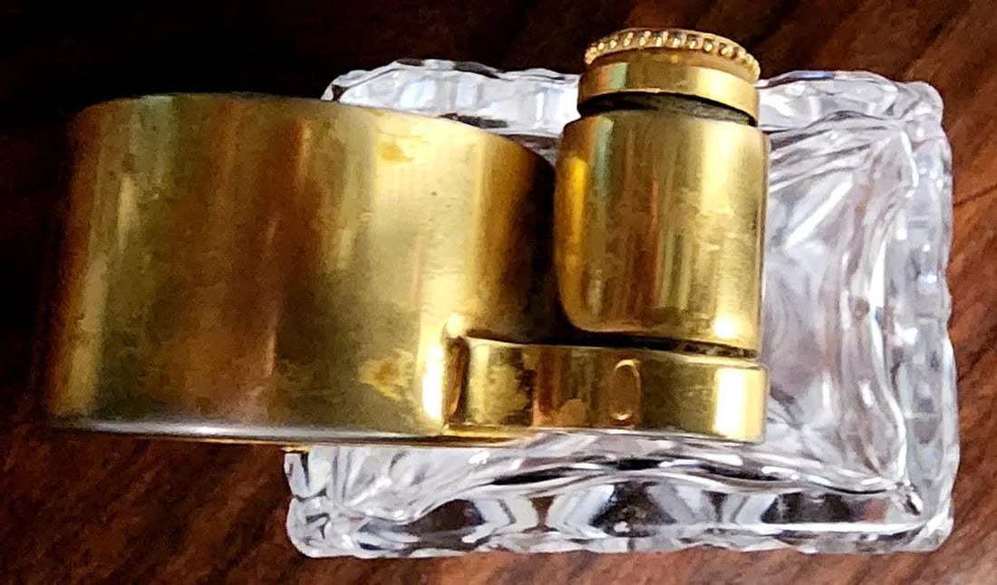 Marcel Franck Vintage Fine Deep Cut Crystal Perfume Bottle W/Brass Atomizer - 9