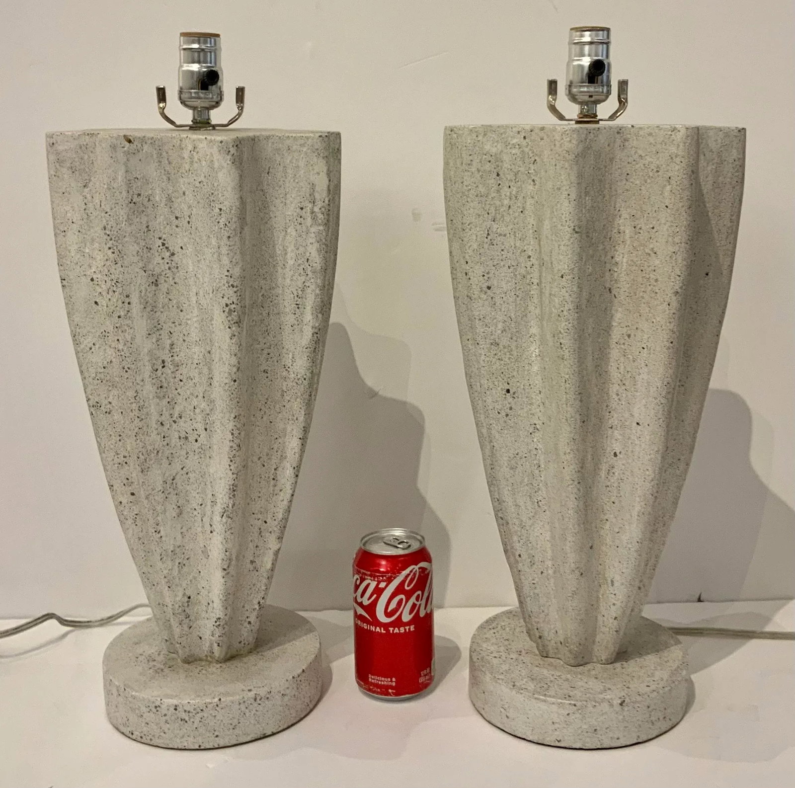 Currey & Co. Organic Modern Fluted Concrete Table Lamps Pair Prototypes - 4