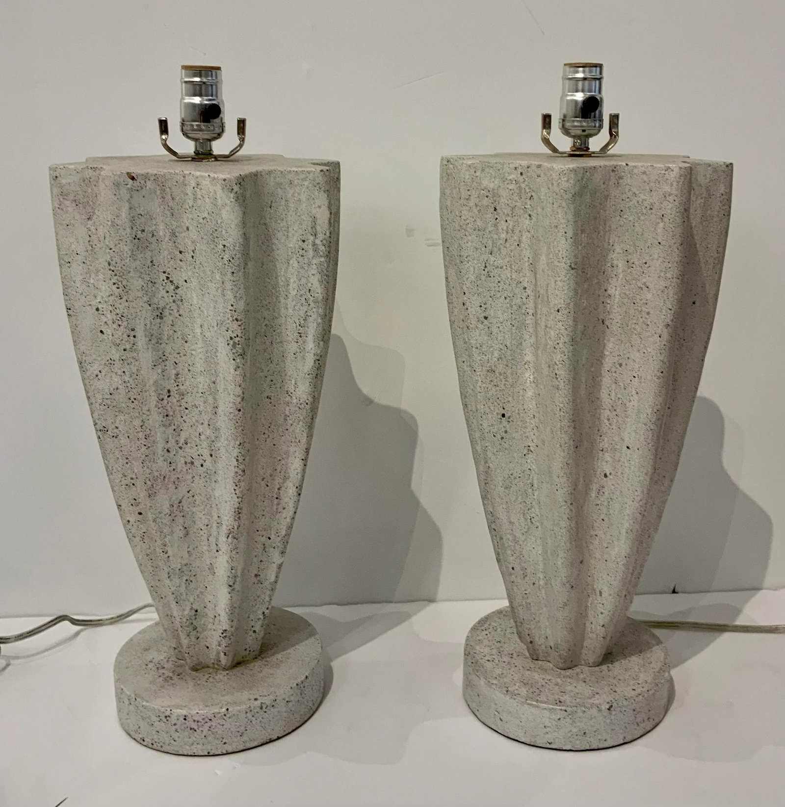 Currey & Co. Organic Modern Fluted Concrete Table Lamps Pair Prototypes - 5