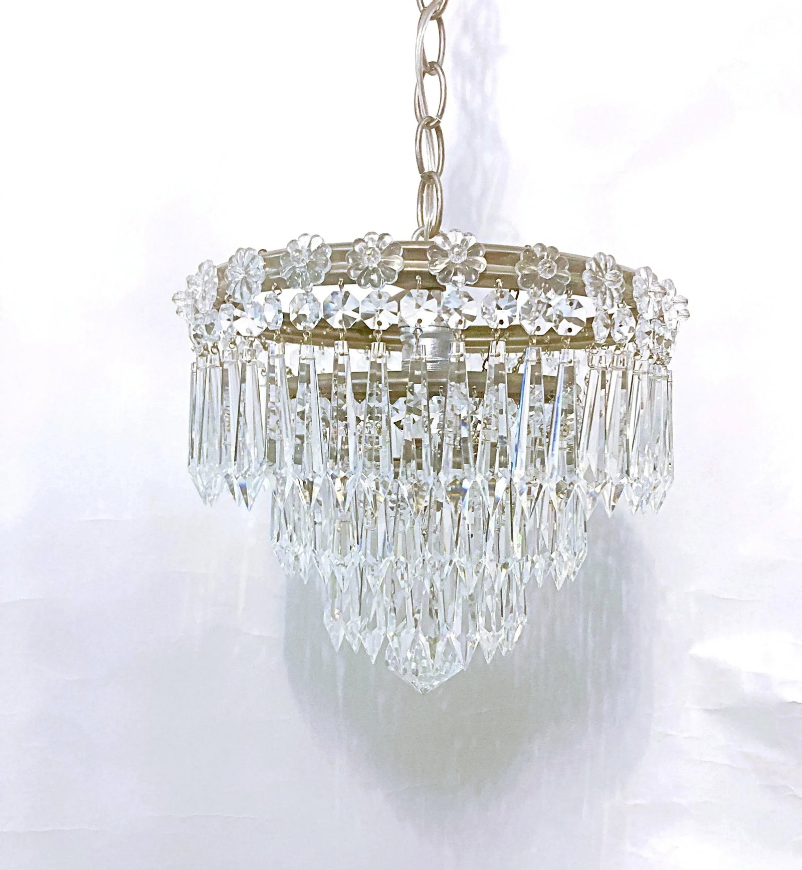Mid 20th Century Italian Silver Layered Chandelier With Rosettes - 2
