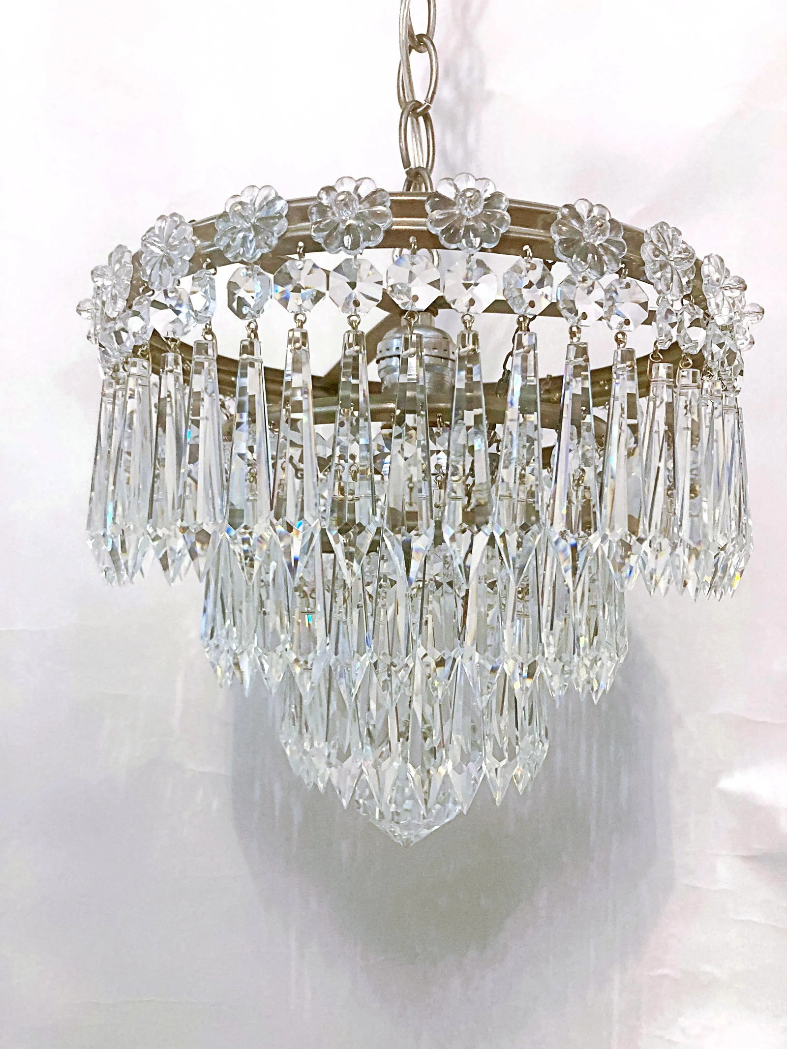 Mid 20th Century Italian Silver Layered Chandelier With Rosettes - 8