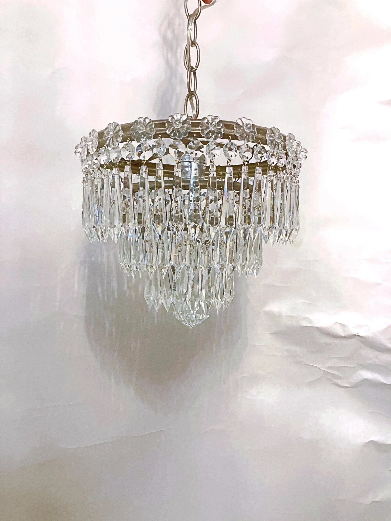 Mid 20th Century Italian Silver Layered Chandelier With Rosettes - 9