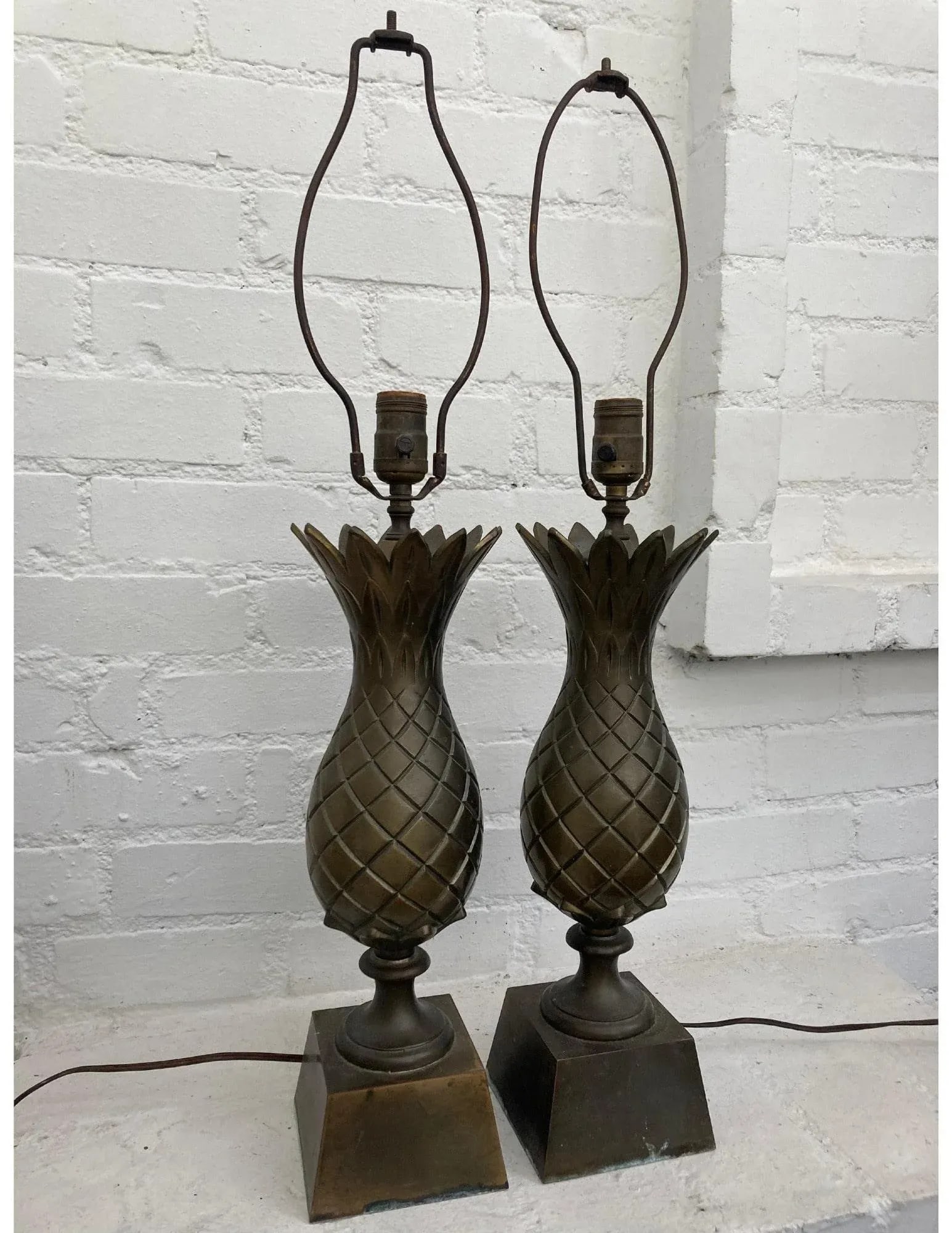 1960s Brass Pineapple Table Lamps - a Pair - 10