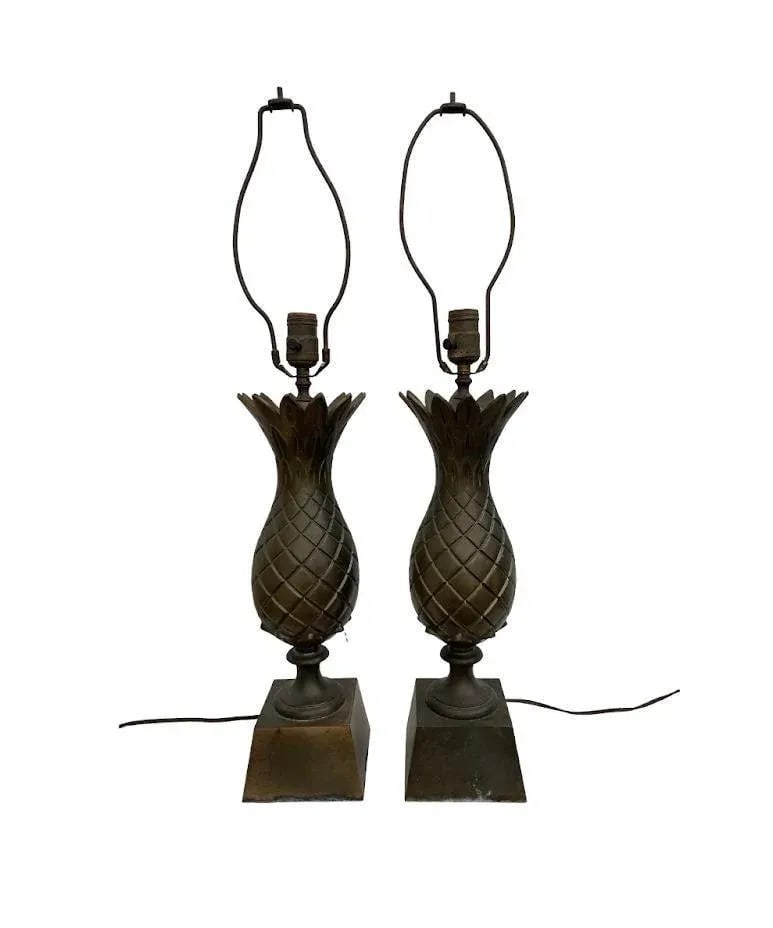 1960s Brass Pineapple Table Lamps - a Pair - 2