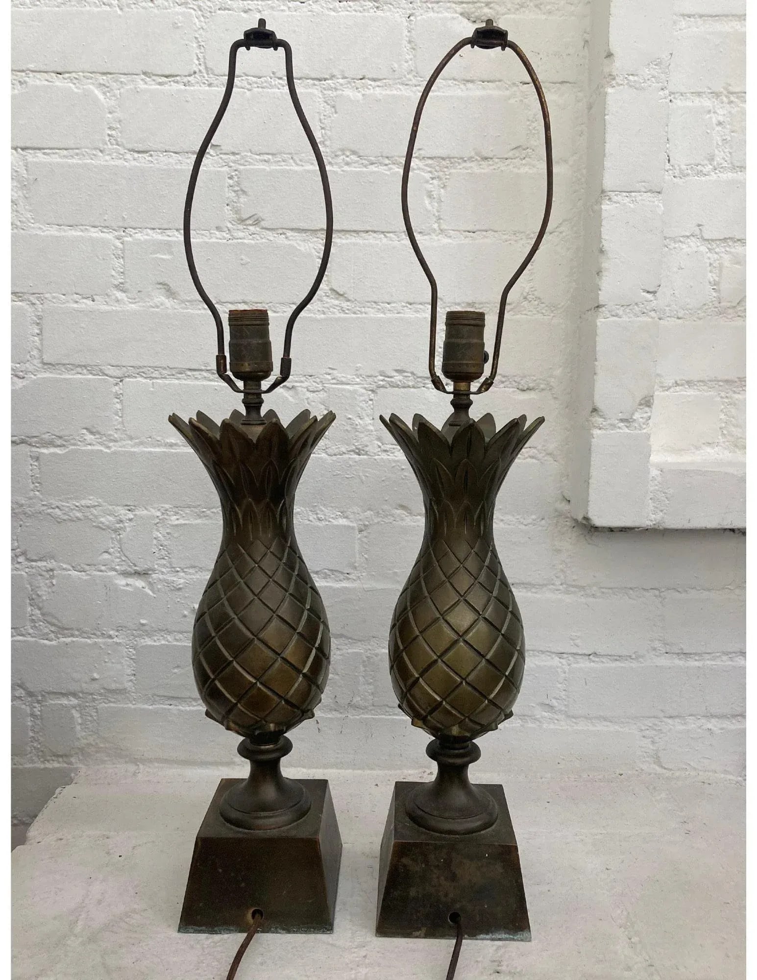 1960s Brass Pineapple Table Lamps - a Pair - 3