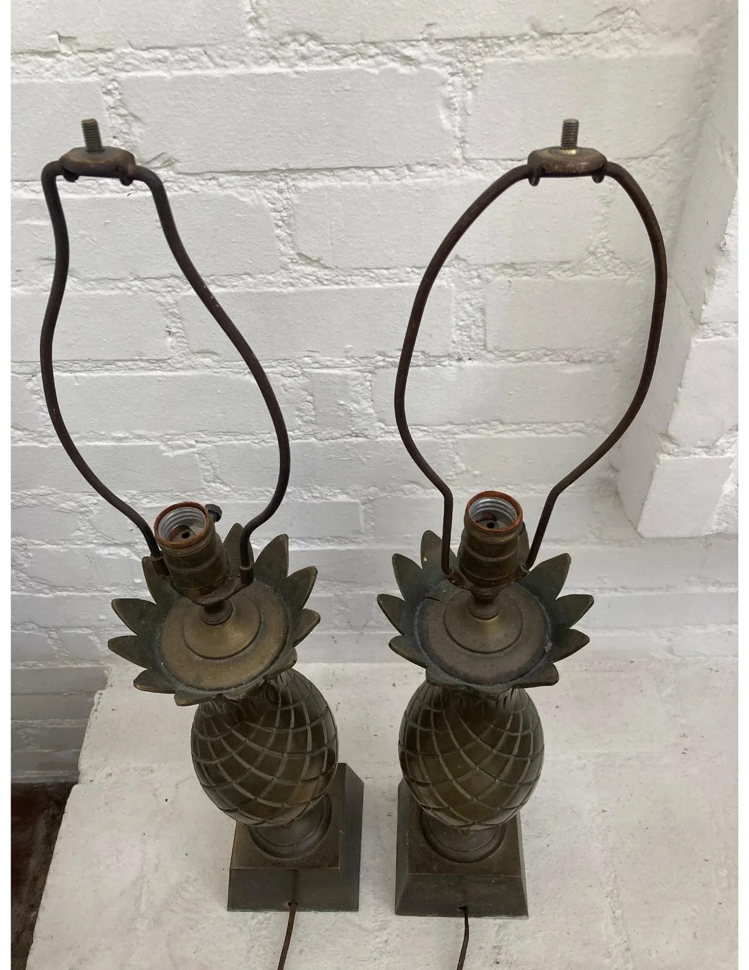 1960s Brass Pineapple Table Lamps - a Pair - 6
