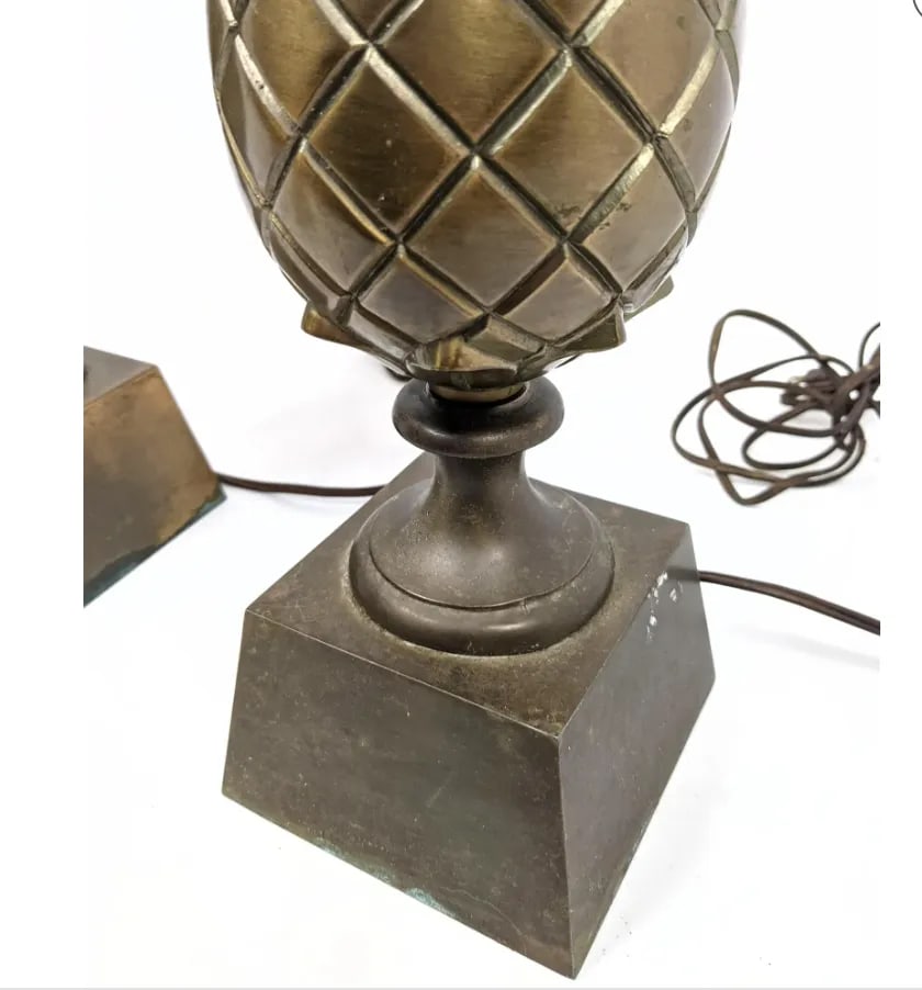 1960s Brass Pineapple Table Lamps - a Pair - 8
