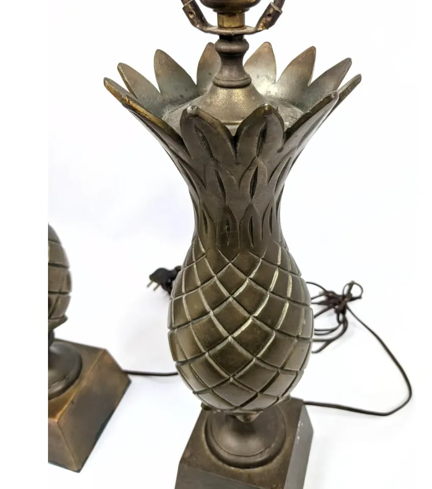 1960s Brass Pineapple Table Lamps - a Pair - 9
