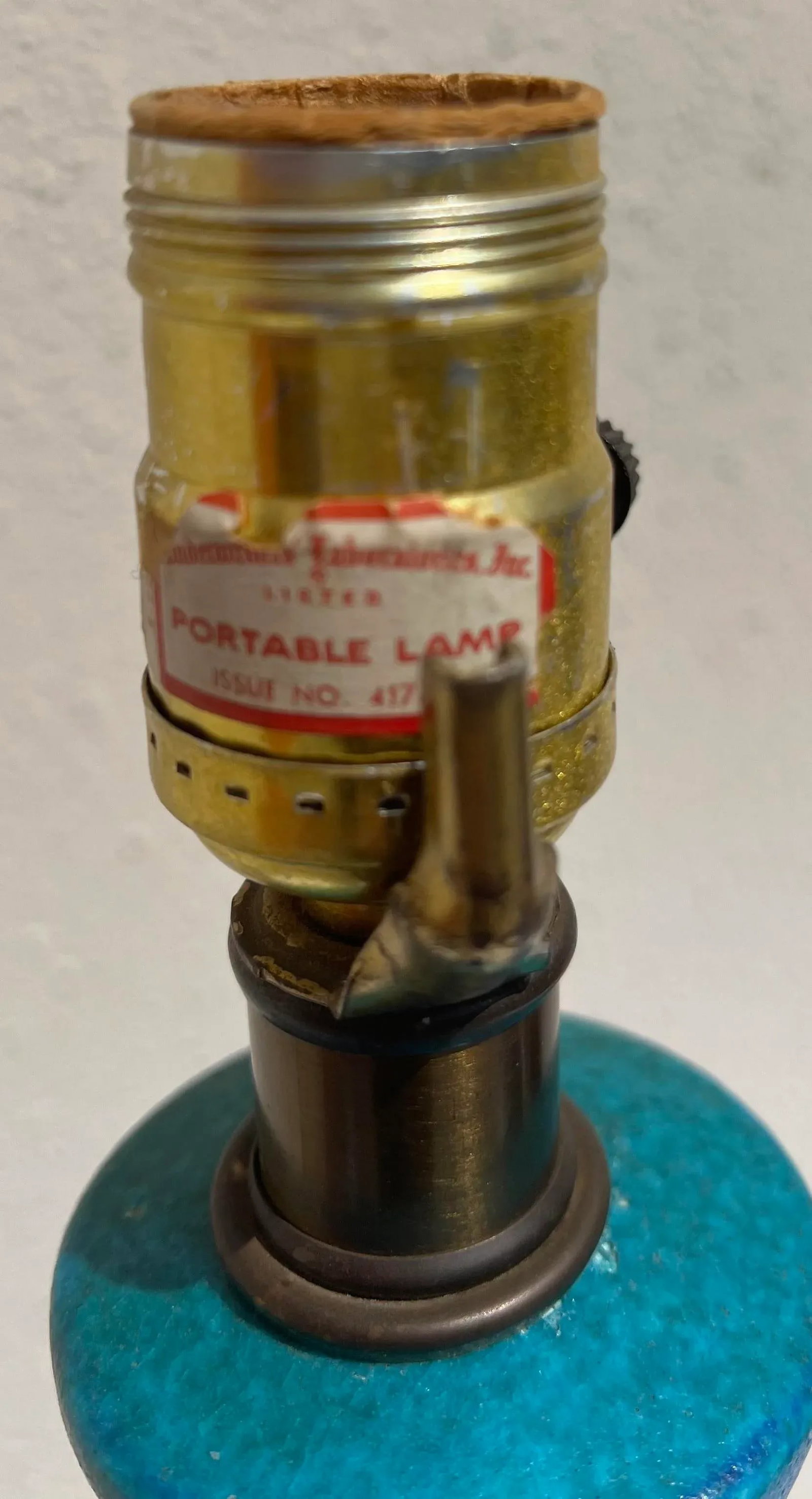 Vintage 1960's Periwinkle and Turquoise Mottled Ceramic Table Lamp - 8