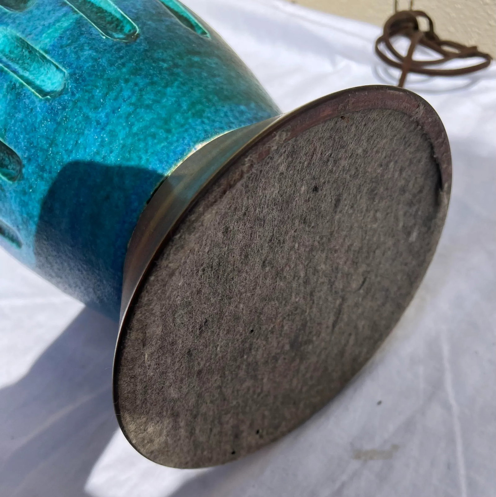 Vintage 1960's Periwinkle and Turquoise Mottled Ceramic Table Lamp - 9