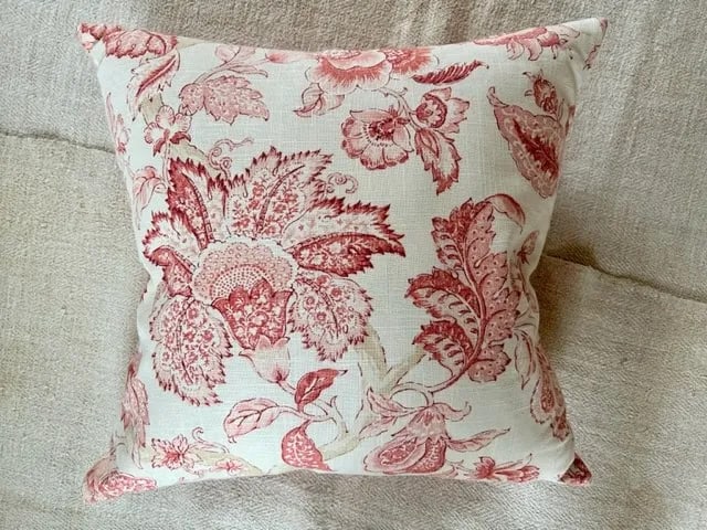 Modern English Floral Linen Accent Pillow - 2