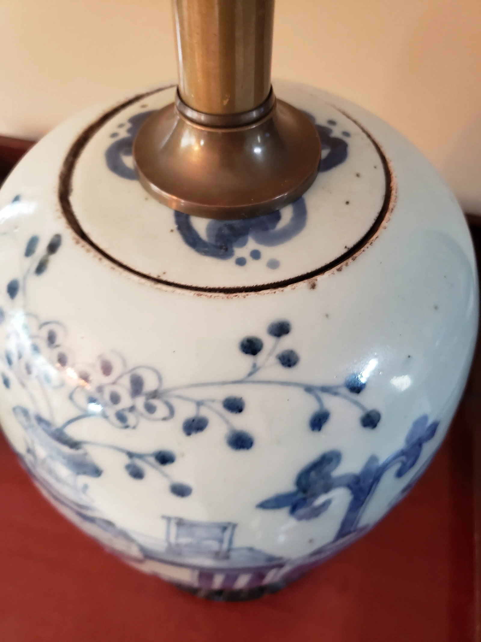 Mid 20th Century Blue and White Porcelain Ginger Jar Lamp - 6