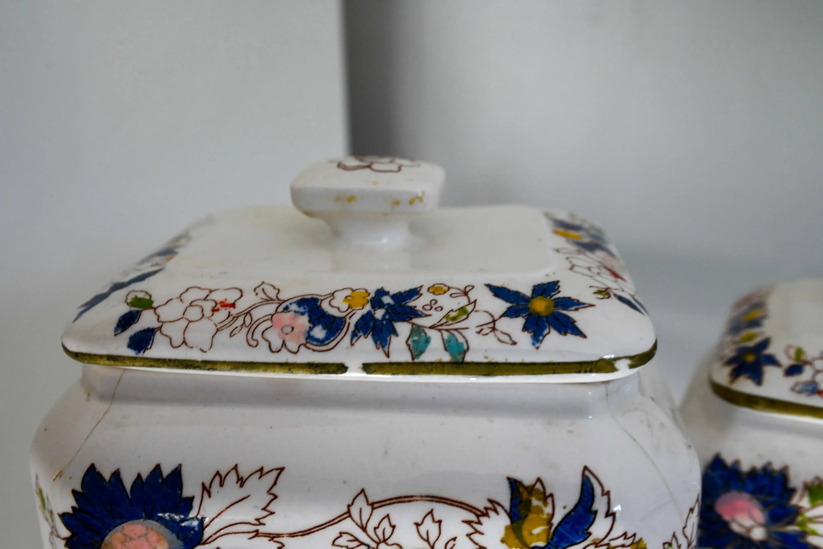 Early 20th Century Set of 3 Handpainted Japanese Royal Crown Tea Caddy Canisters - 5