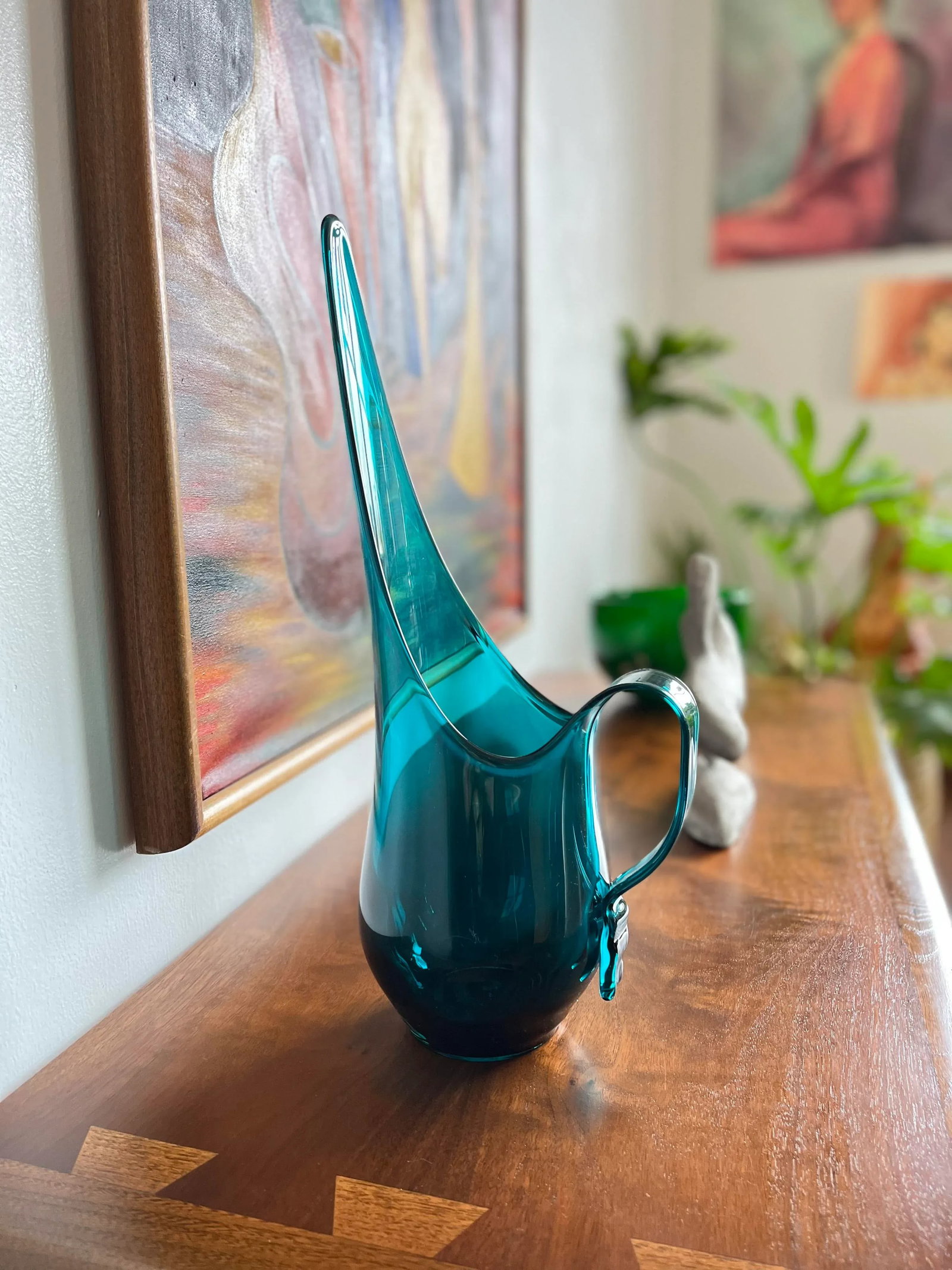 Mid-Century Blue Viking Glass Pitcher - 4