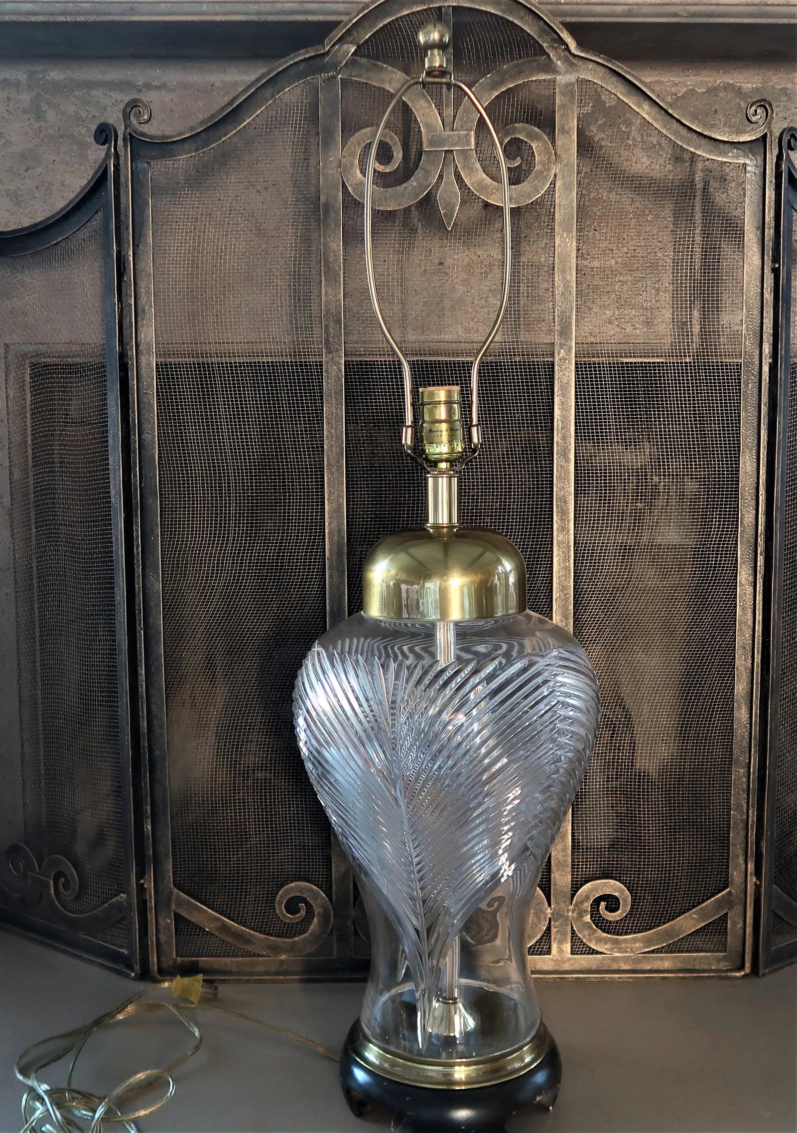Vintage Frederick Cooper Cut Crystal & Solid Brass Ginger Jar Table Lamp - 3
