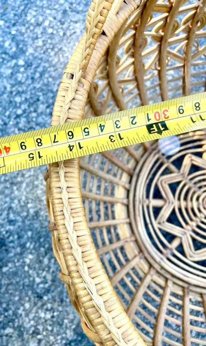 Mid 20th Century Vintage Large Woven Rattan Basket With Handle - 10