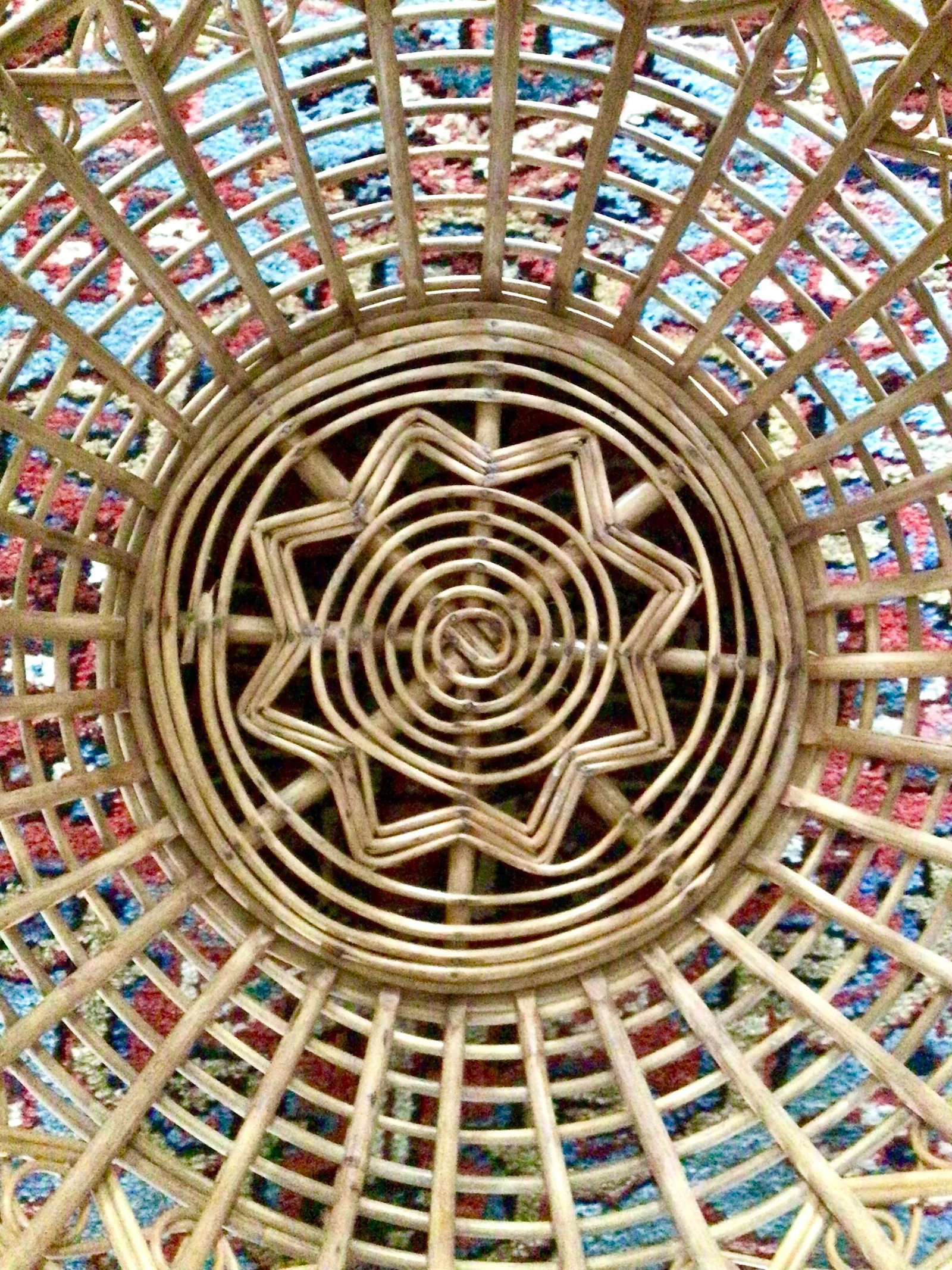 Mid 20th Century Vintage Large Woven Rattan Basket With Handle - 9