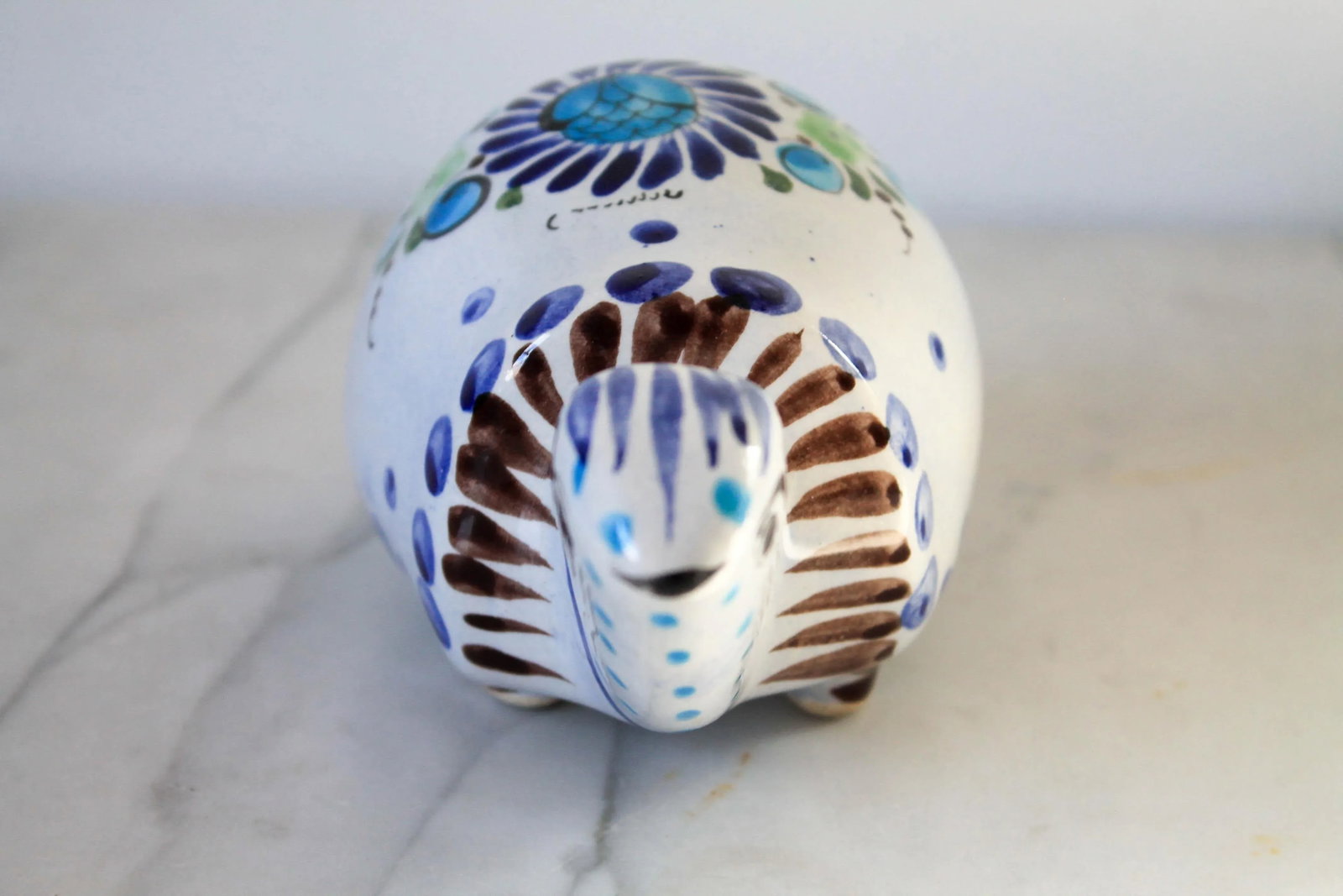 Vintage Hand Painted Mexican Pottery Turtle - 5