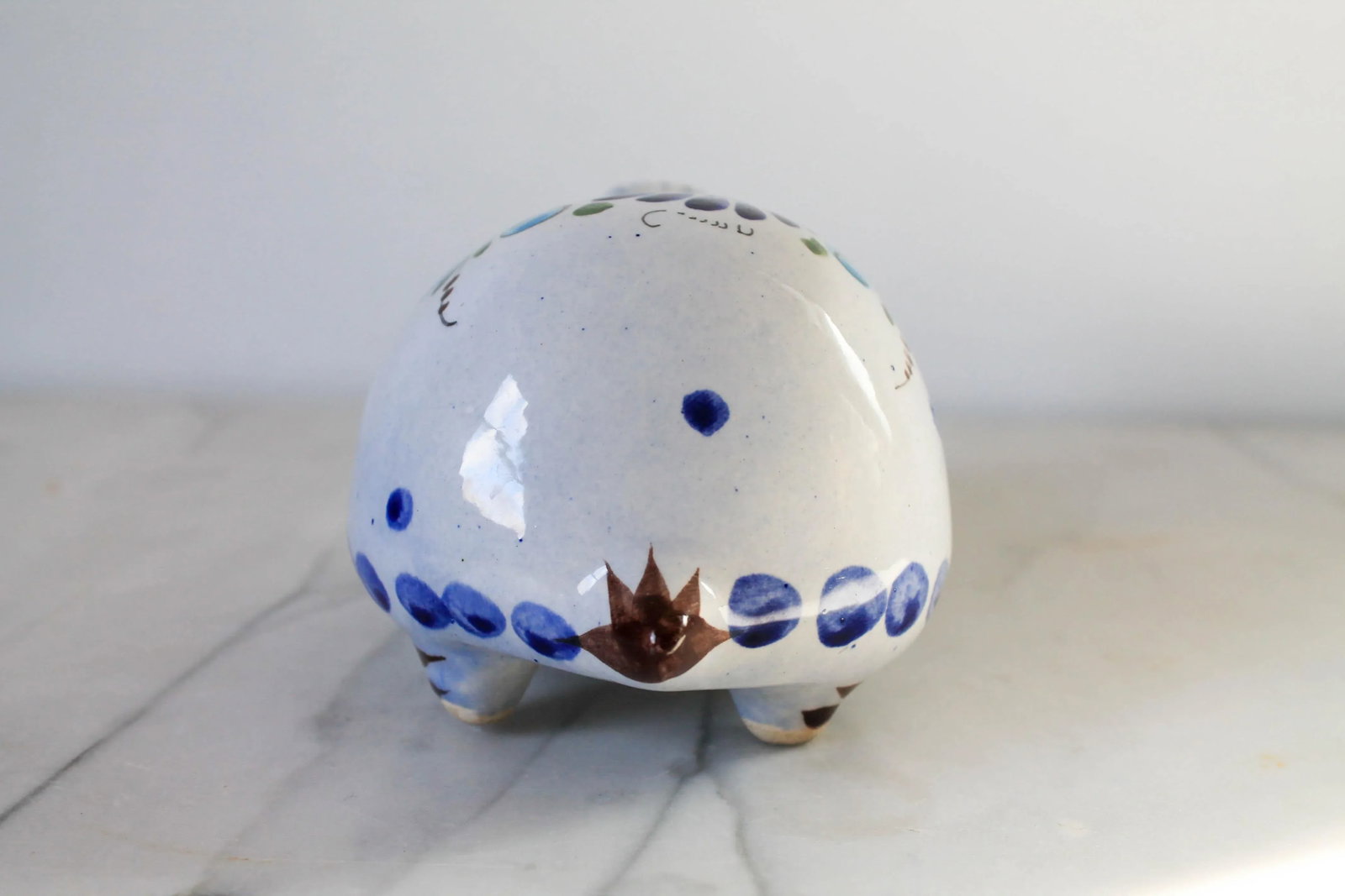 Vintage Hand Painted Mexican Pottery Turtle - 6
