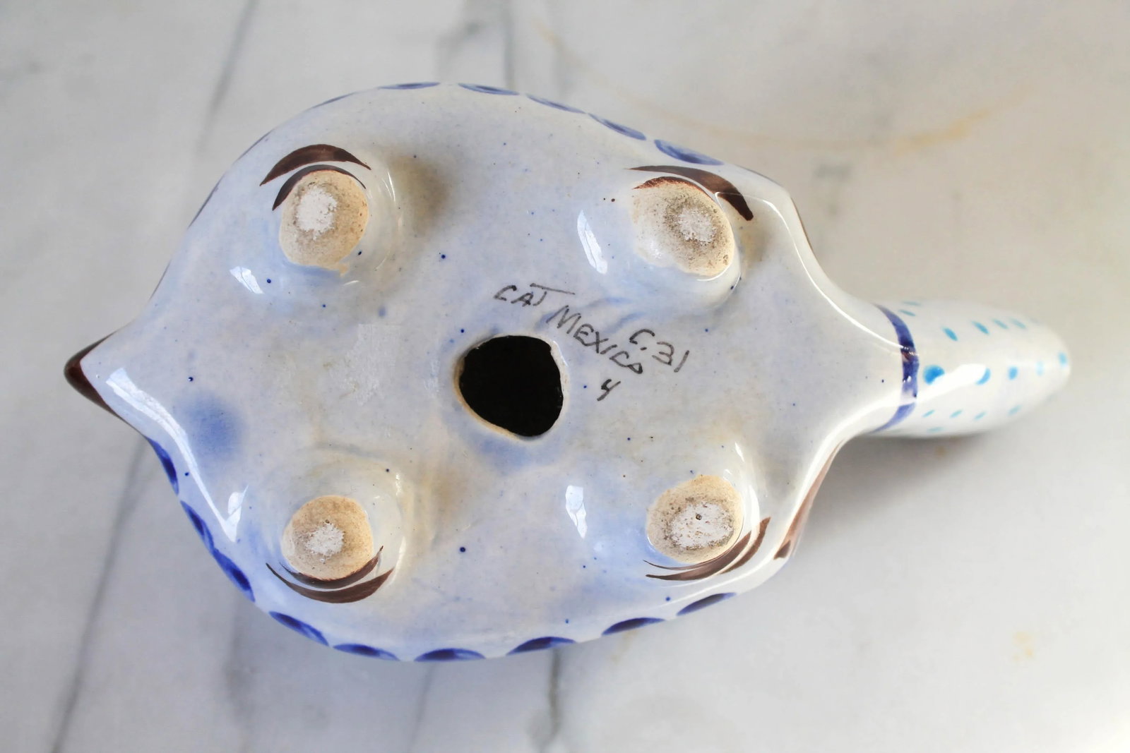Vintage Hand Painted Mexican Pottery Turtle - 7
