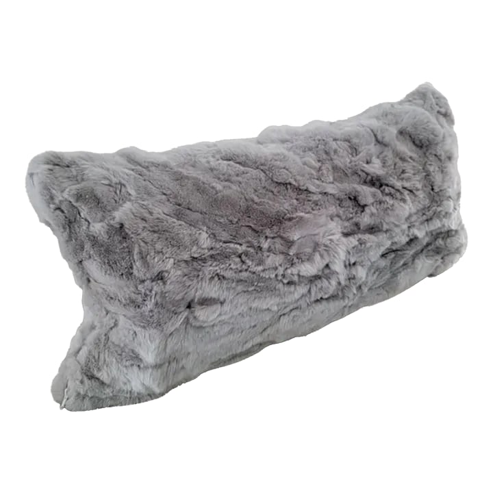 Barneys New York Rabbit Fur Pillow: beautiful, grey real rabbit fur pillow from barneys New York, tag attached w barneys label inside. side zipper w removable feather insert. super soft and versatile mid grey color. in very good conditi