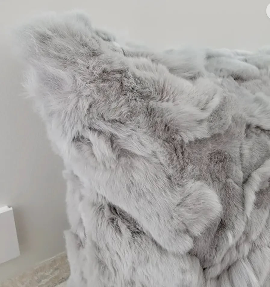Barneys New York Rabbit Fur Pillow - 7