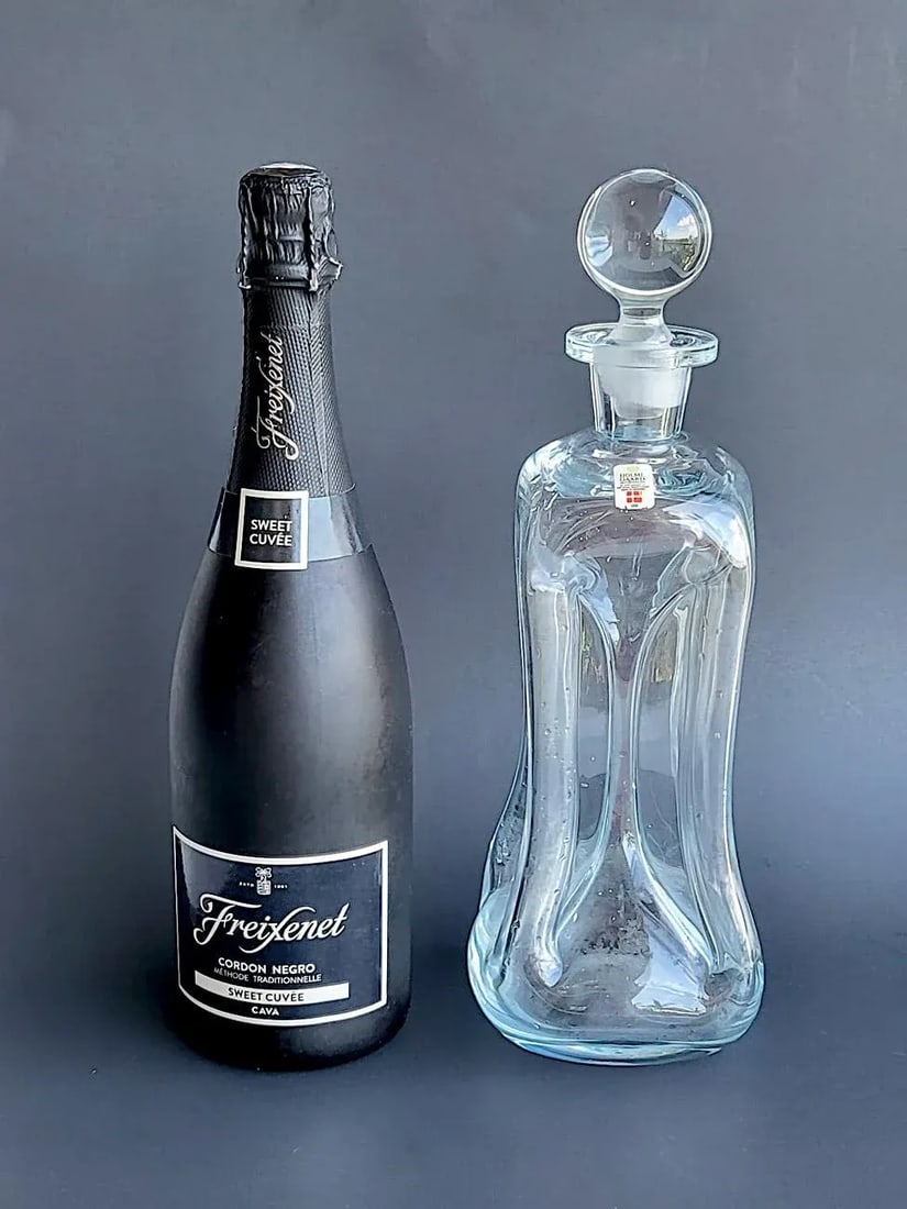 1960s Holmegaard Denmark Kluk Kluk Decanter and Cordial Glasses, Set of 7 Pieces - 6