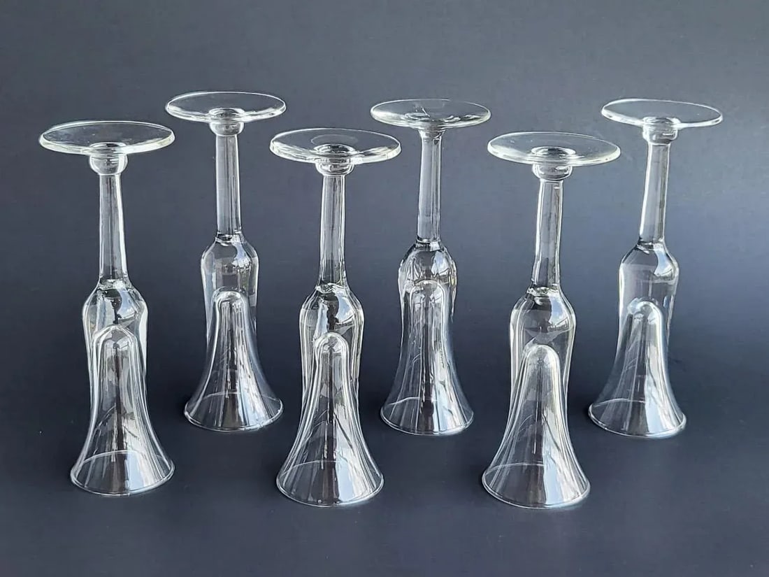 1960s Holmegaard Denmark Kluk Kluk Decanter and Cordial Glasses, Set of 7 Pieces - 9