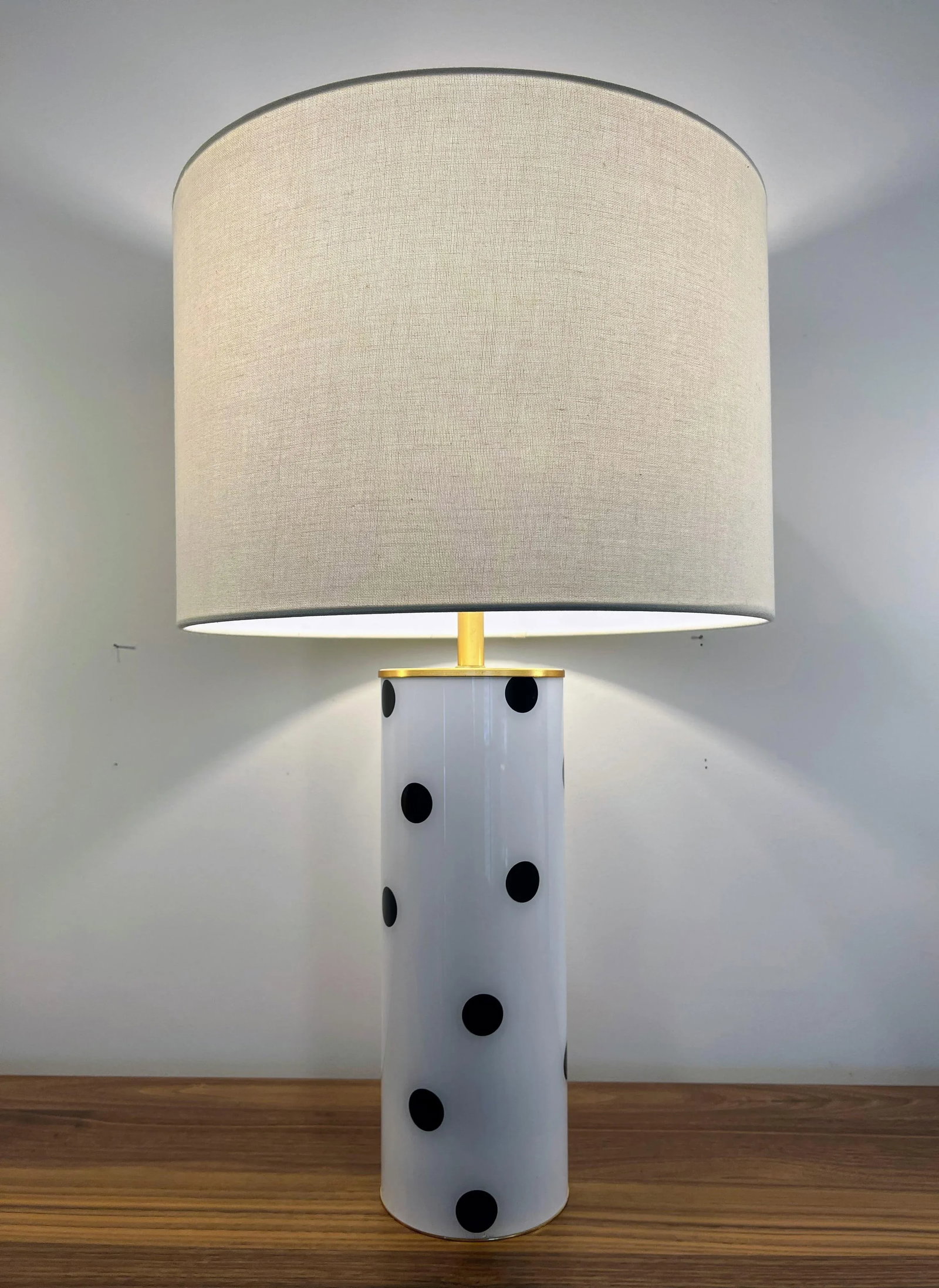 Contemporary Kate Spade Deco Polka Dot Lamp in Black and Ivory White - 2