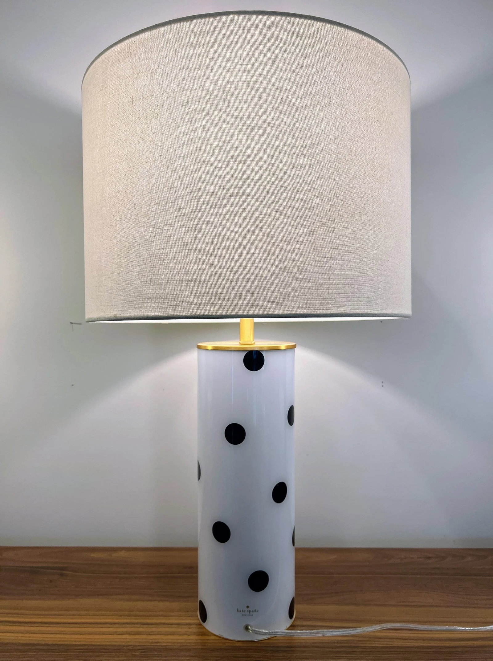 Contemporary Kate Spade Deco Polka Dot Lamp in Black and Ivory White - 3