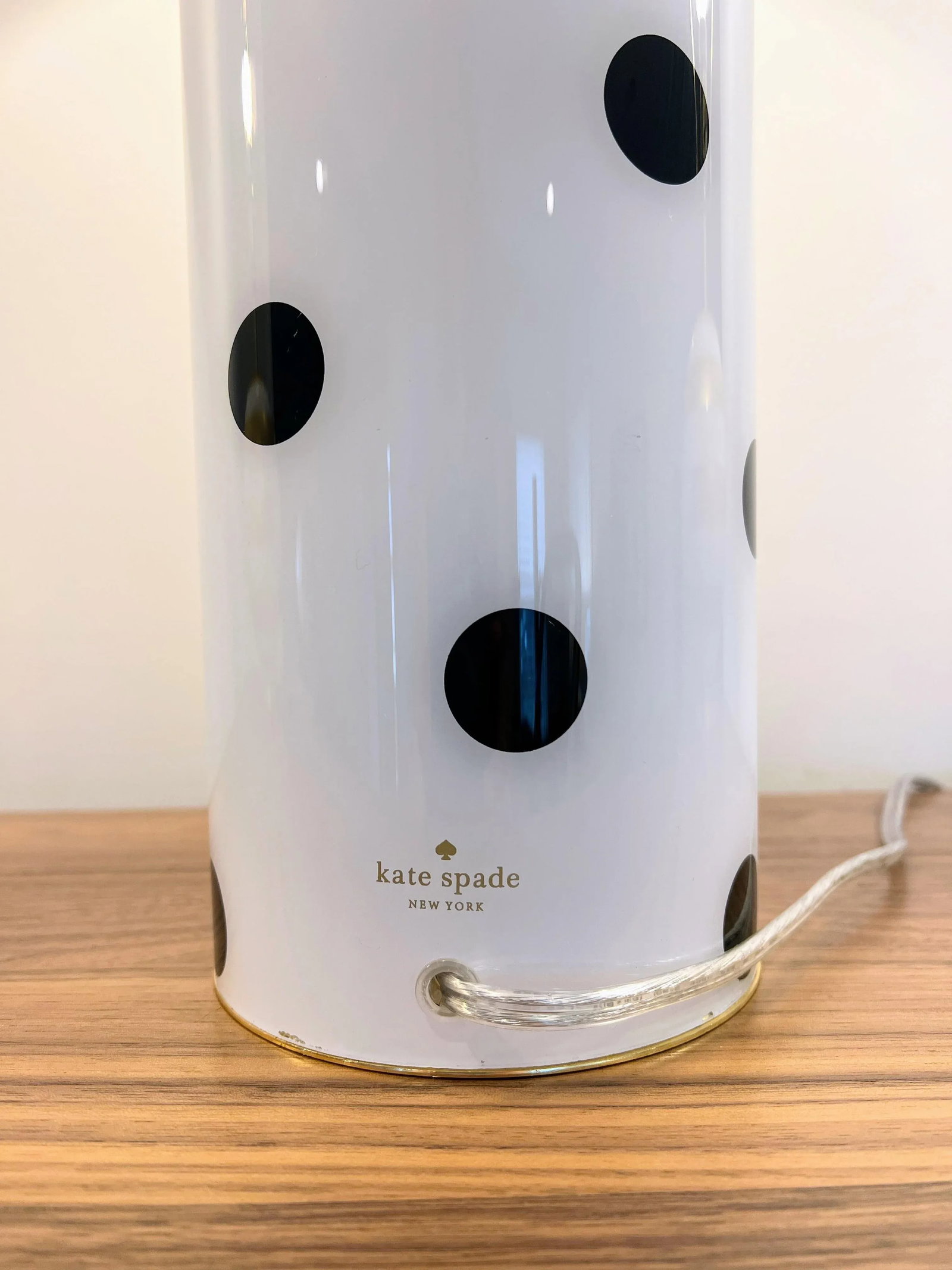 Contemporary Kate Spade Deco Polka Dot Lamp in Black and Ivory White - 6