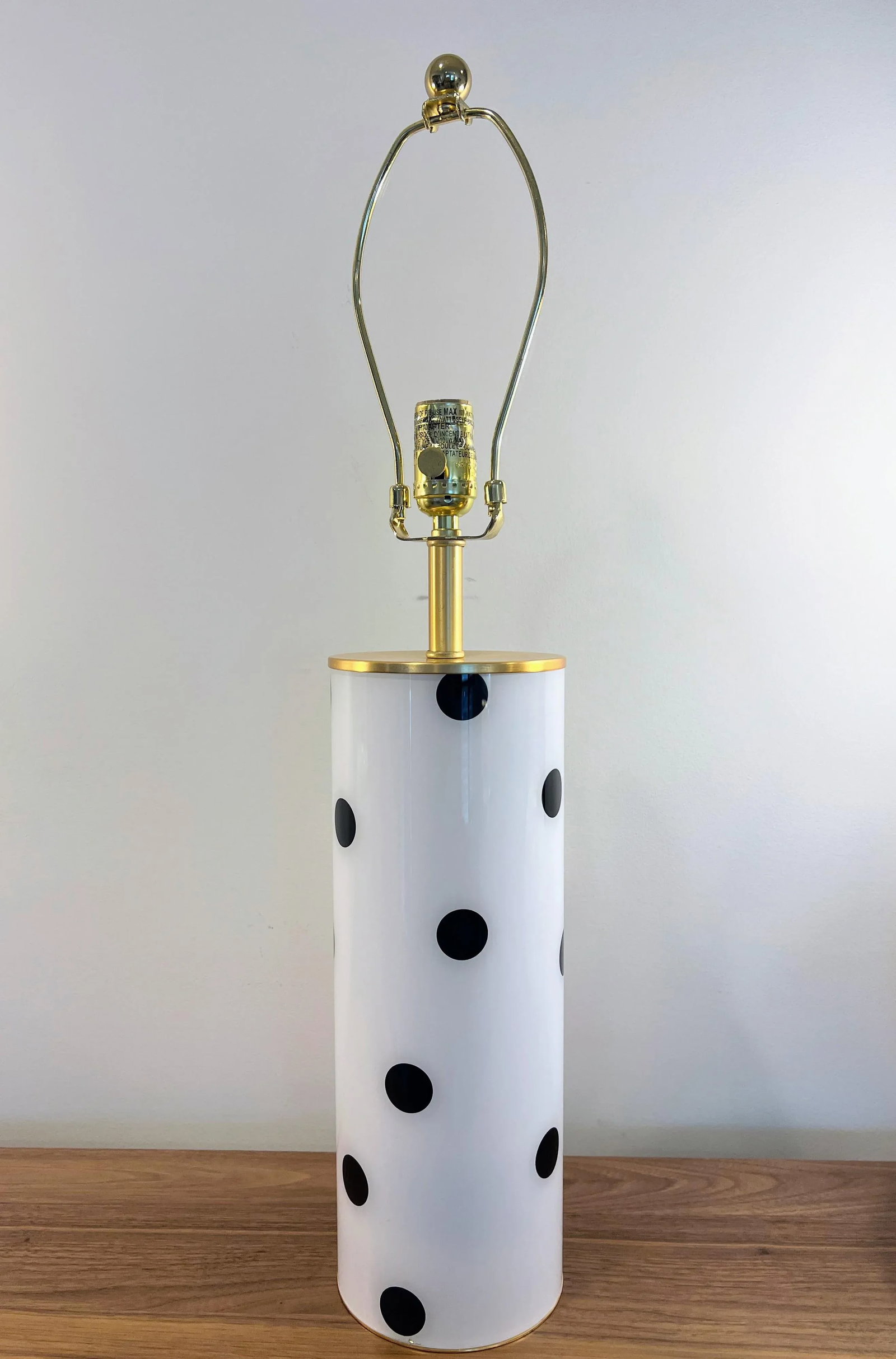 Contemporary Kate Spade Deco Polka Dot Lamp in Black and Ivory White - 9