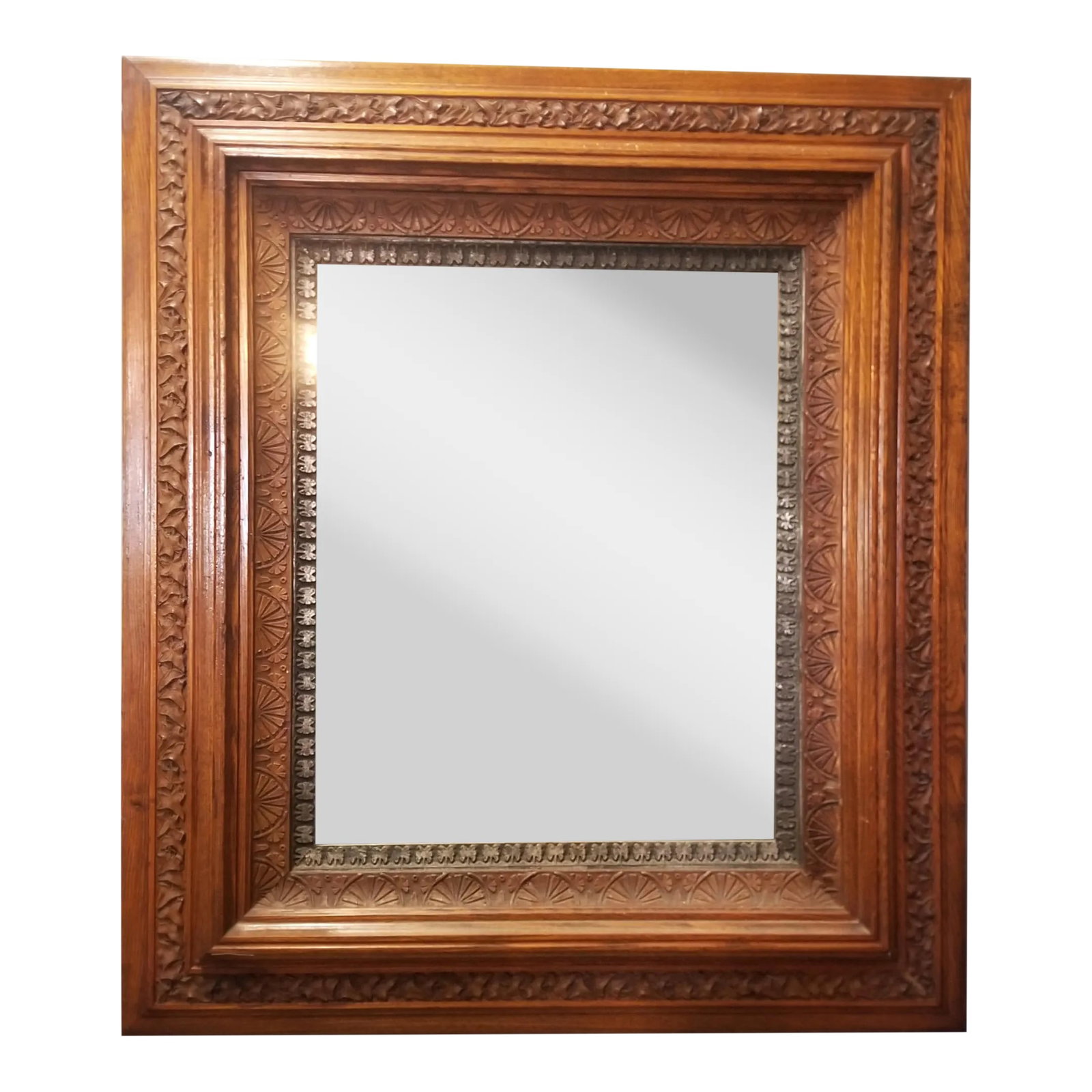 Antique Frame Wooden Wall Mirror With Ivy Detail: This unique frame of this mirror is filled with all sorts of wonderful details sure to add charm to whatever space you put it in. A really versatile size! Condition: Alterations: Original Condition