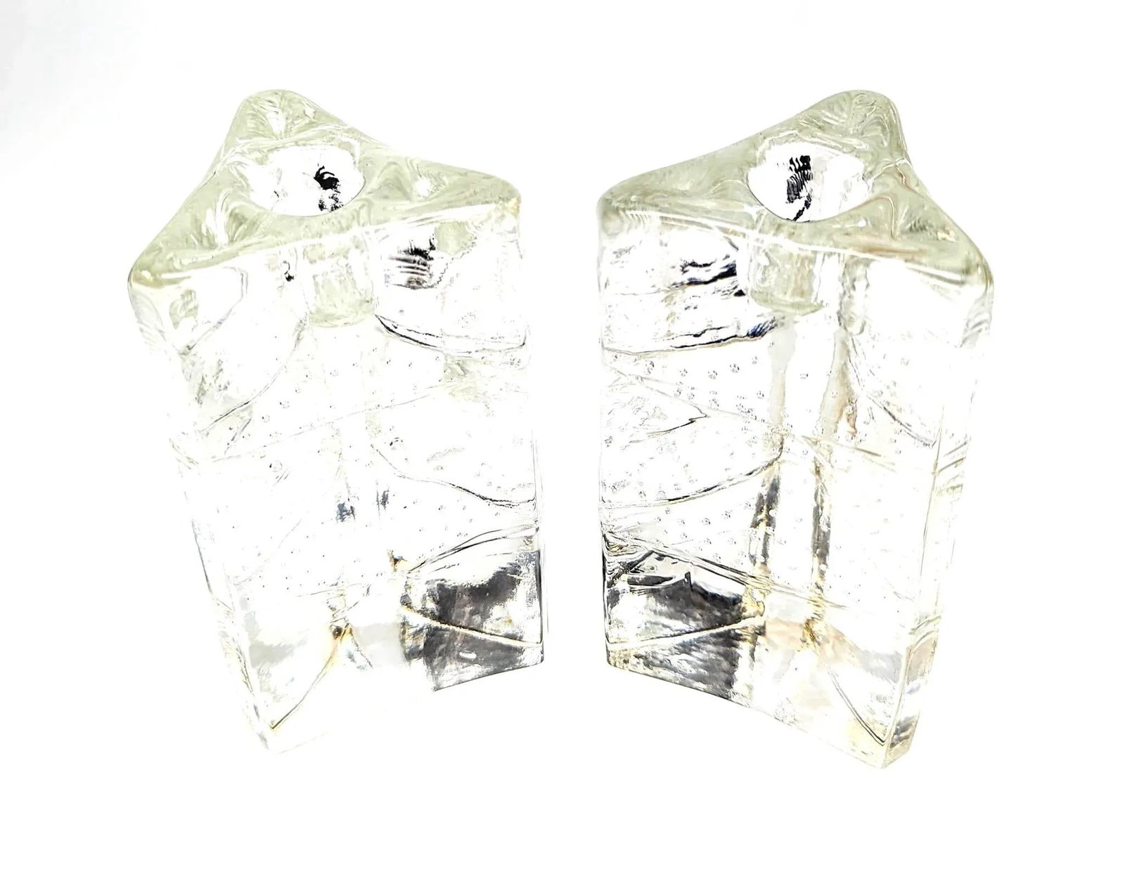 1980s Iittala "Arkipelago" Glass Candlestick Holders Designed by Timo Sarpaneva, a Pair - 11
