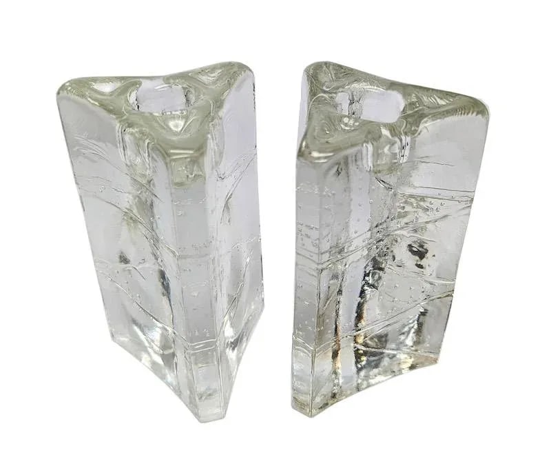 1980s Iittala "Arkipelago" Glass Candlestick Holders Designed by Timo Sarpaneva, a Pair - 12