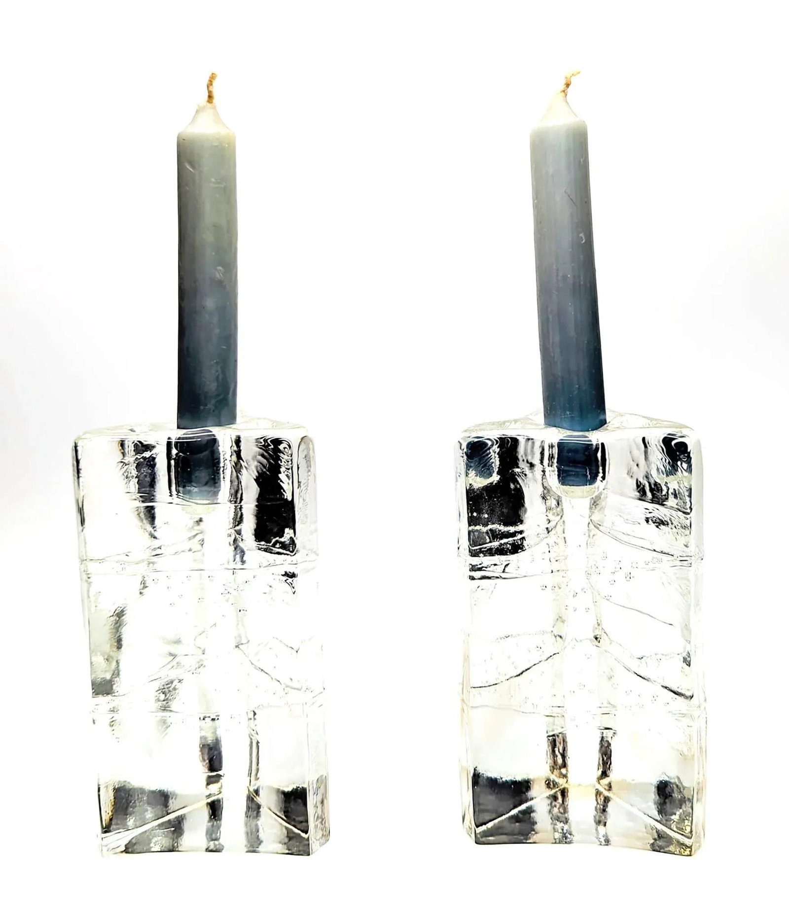 1980s Iittala "Arkipelago" Glass Candlestick Holders Designed by Timo Sarpaneva, a Pair - 2