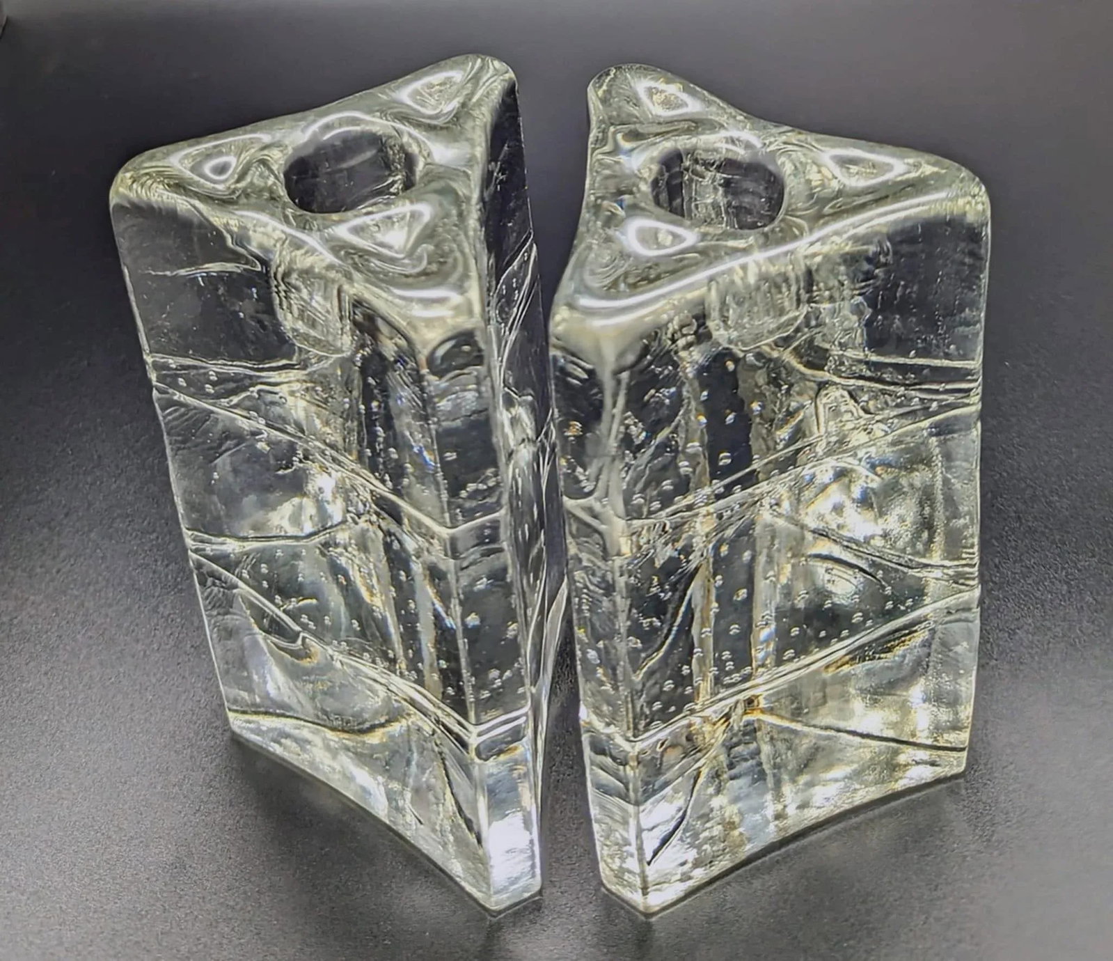 1980s Iittala "Arkipelago" Glass Candlestick Holders Designed by Timo Sarpaneva, a Pair - 6