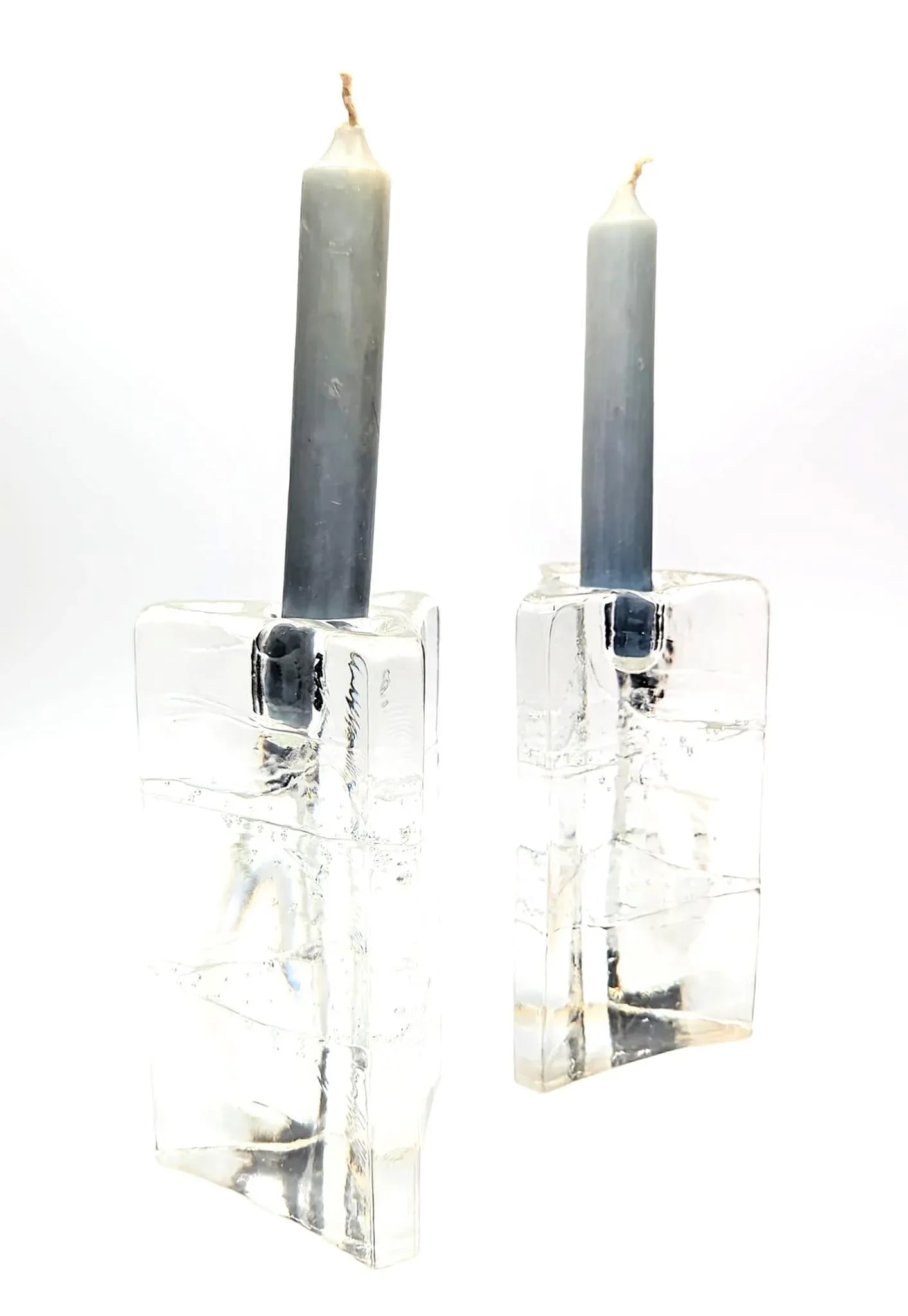 1980s Iittala "Arkipelago" Glass Candlestick Holders Designed by Timo Sarpaneva, a Pair - 8