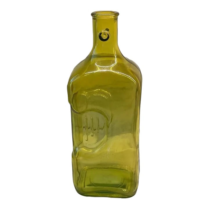 Vintage Yellow Glass Bottle / Vase: Unique Yellow Glass Bottle / Vase -great condition, no chips or cracks -bright yellow/chartreuse Condition: Alterations: Original Condition Unaltered Imperfections: Some Imperfections Condition