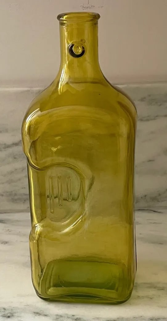 Vintage Yellow Glass Bottle / Vase - 2