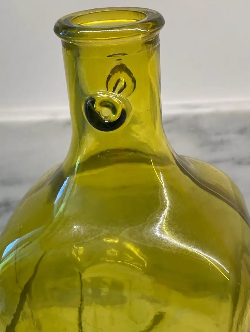 Vintage Yellow Glass Bottle / Vase - 3