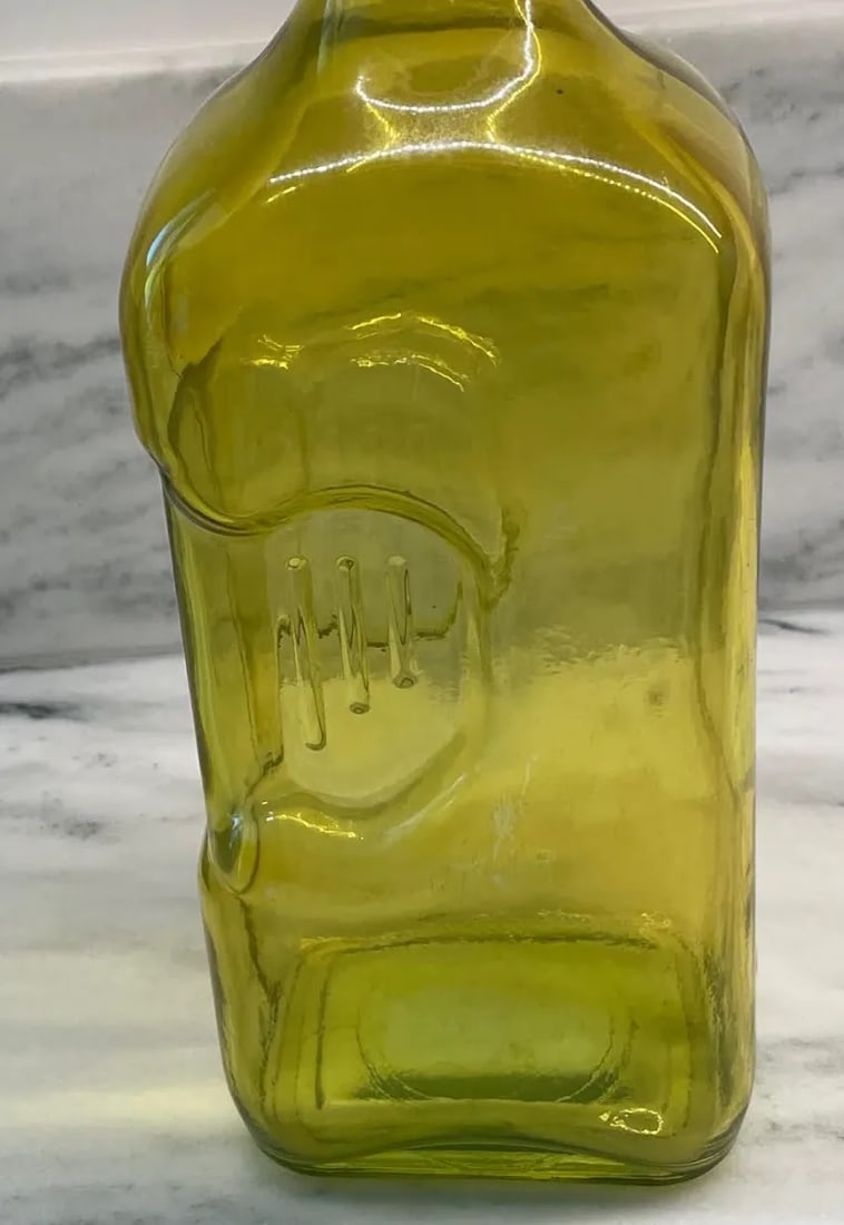 Vintage Yellow Glass Bottle / Vase - 4