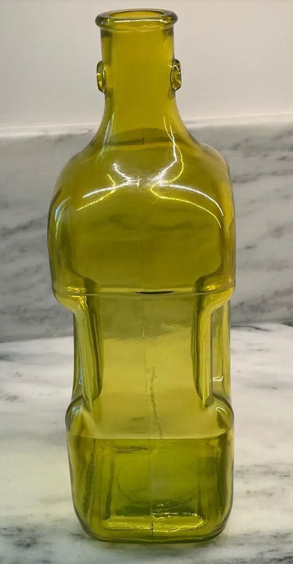 Vintage Yellow Glass Bottle / Vase - 5