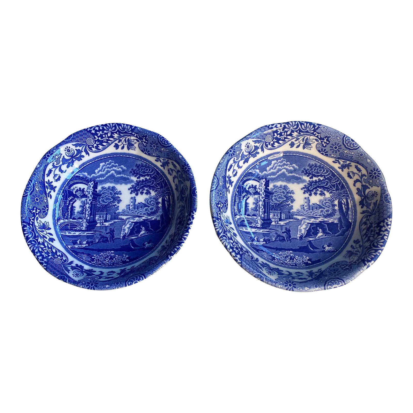 Spode Blue Italian Coupe Cereal Bowls- Set of 2: 2 Spode Blue Italian 6.5" Coupe Cereal Bowls, made in England, no chips or cracks, or Crazing, pictures are part of the description. Condition: Alterations: Original Condition Unaltered