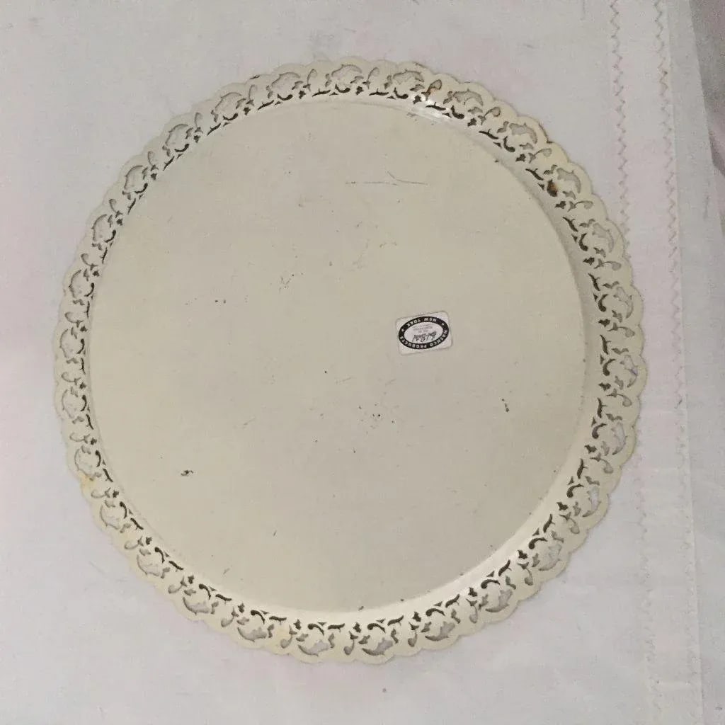 Vintage Hand Painted Floral Tole Tray - 6