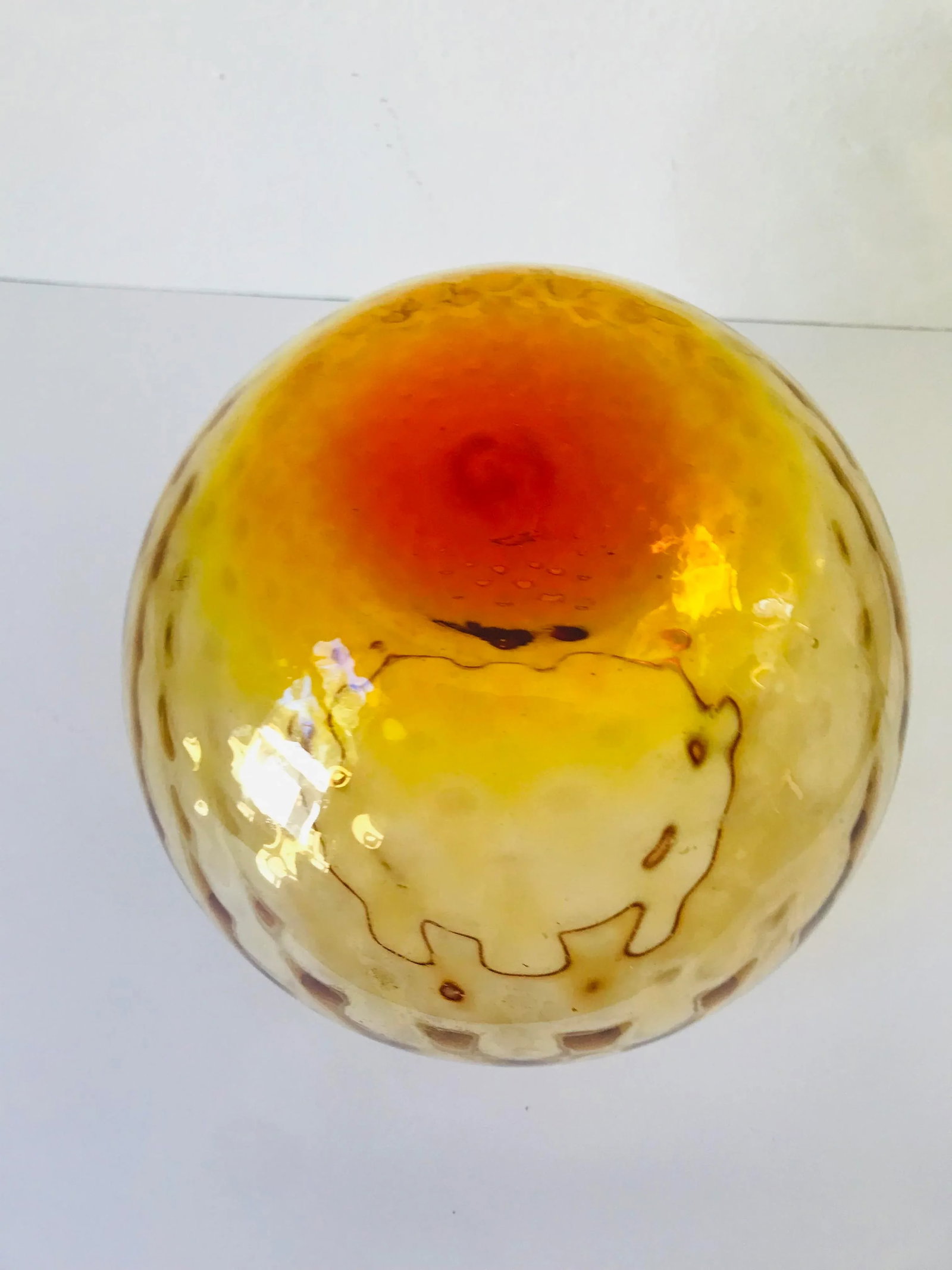 Amber Empoli Mid-Century Modern Optic Glass Rolly Polly Ball Vase - 2